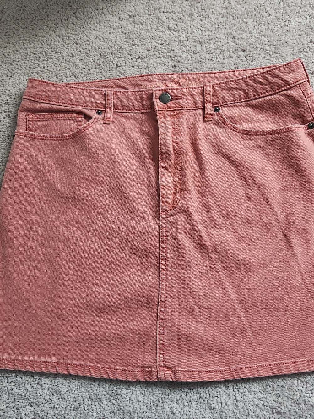 Universal Thread Women's Washed Coral Denim Mini Skirt